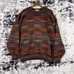 IntiWara Mens L 100% Alpaca Hand Made Sweater Pullover Geometric Pattern